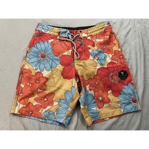 Vissla Mens Floral Board Shorts Upcycled Coconut Stretch Swim Trunks Size 28